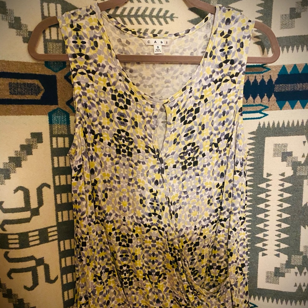 CAbi 🖤💚 White, black, and yellow Tank Top In Size S